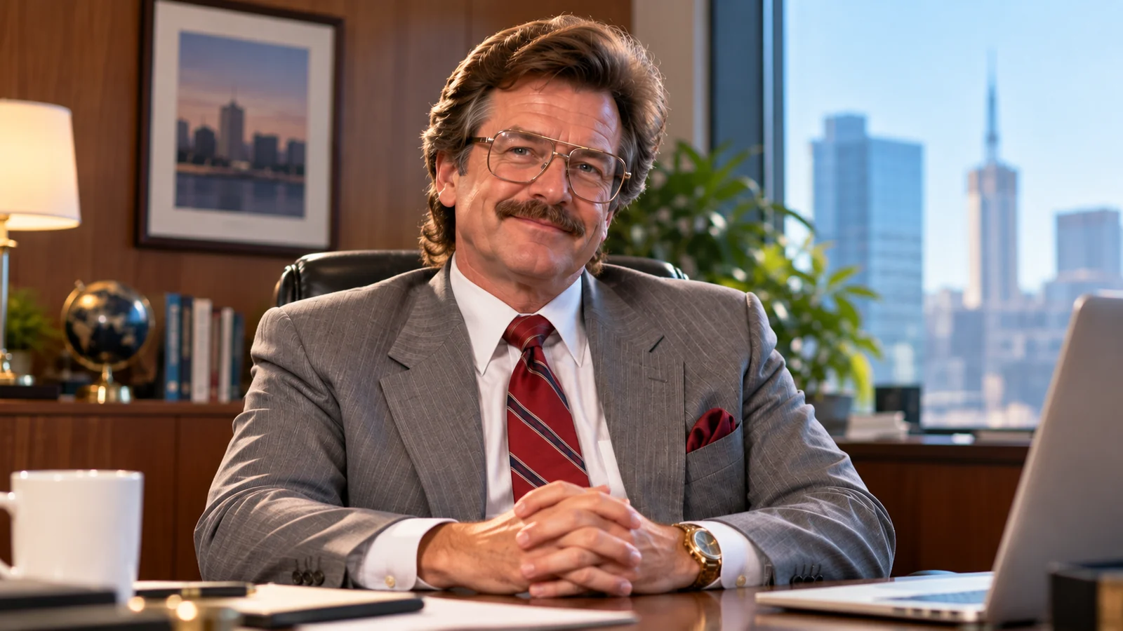 Corporate Carl in his office